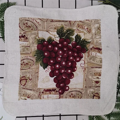 1vnt Mažas 20x20cm kvadratinis medvilninis kilpinis rankšluostis su spaudiniu europietiškos pastoracinės gėlės, sugerianti virtuvės šluostė