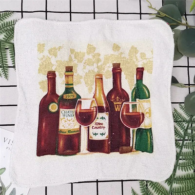 1vnt Mažas 20x20cm kvadratinis medvilninis kilpinis rankšluostis su spaudiniu europietiškos pastoracinės gėlės, sugerianti virtuvės šluostė