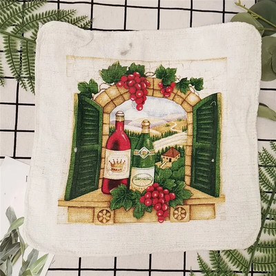 1vnt Mažas 20x20cm kvadratinis medvilninis kilpinis rankšluostis su spaudiniu europietiškos pastoracinės gėlės, sugerianti virtuvės šluostė