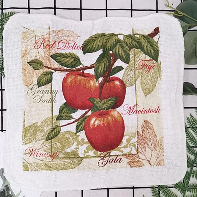 1vnt Mažas 20x20cm kvadratinis medvilninis kilpinis rankšluostis su spaudiniu europietiškos pastoracinės gėlės, sugerianti virtuvės šluostė