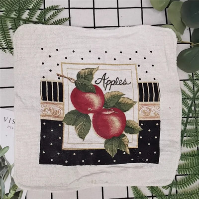 1vnt Mažas 20x20cm kvadratinis medvilninis kilpinis rankšluostis su spaudiniu europietiškos pastoracinės gėlės, sugerianti virtuvės šluostė