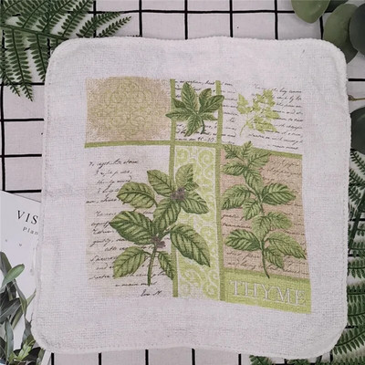 1vnt Mažas 20x20cm kvadratinis medvilninis kilpinis rankšluostis su spaudiniu europietiškos pastoracinės gėlės, sugerianti virtuvės šluostė