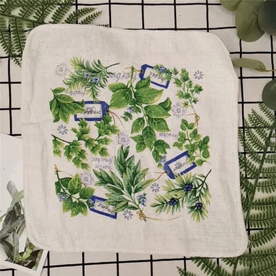 1vnt Mažas 20x20cm kvadratinis medvilninis kilpinis rankšluostis su spaudiniu europietiškos pastoracinės gėlės, sugerianti virtuvės šluostė