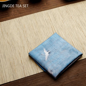 Квадратно рисувана дебела чаена кърпа Супер абсорбираща чаена кърпа от висок клас Аксесоари Покривка за чаена маса Професионална парцална салфетка за чай