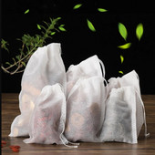 100 vnt. vienkartinių arbatos maišelių filtro užpilas su virvele „Heal Seal“ maistinės kokybės neaustinės medžiagos, prieskonių vienkartinė natūralios medienos masė