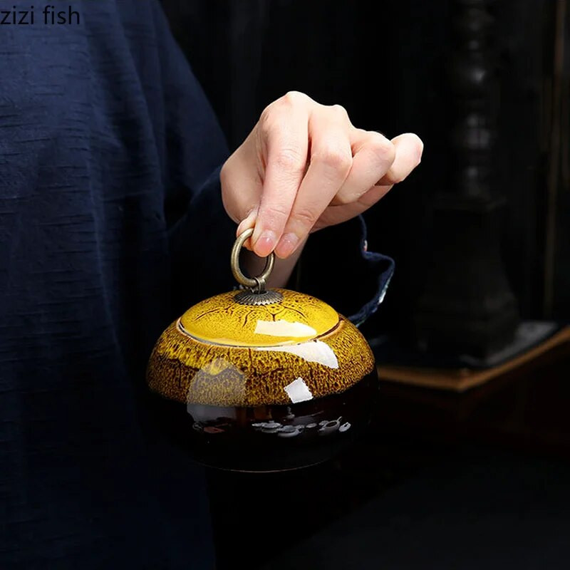 Preoblikovana keramička kutija za čaj Tea Caddy Kutija za čaj Zatvoreni spremnik otporan na vlagu Spremnik za pohranu Spremnik za čaj Posuda za slatkiše Organizator za čaj Limenka za čaj
