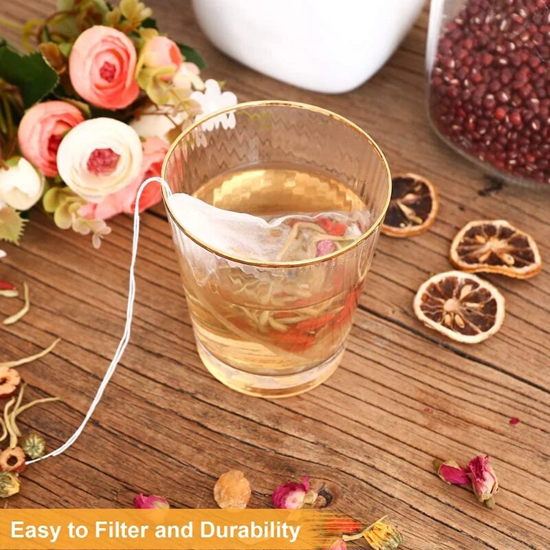 100 komada vrećica za čaj za jednokratnu upotrebu Filter vrećice za infuzer čaja s brtvom za zacjeljivanje žice, Filtri za začine od netkane tkanine za hranu Vrećice čaja