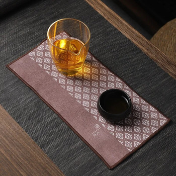 Двустранна кадифена традиционна китайска живопис Удебелени дзен абсорбиращи квадратни подложки за чай Покривка за маса Чаена кърпа Прибори