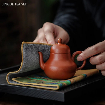 Кадифе от еленова кожа, удебелена водоабсорбираща кърпа за чай Висококачествена антична кърпа за чай Кухненска парцална кърпа Аксесоари за китайски сервиз за чай