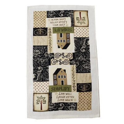 1vnt 38x63cm Vintažinis spalvingas namas spausdintas medvilninis arbatos rankšluostis virtuvės šluostė vandeniui sugerianti valymo šluostė