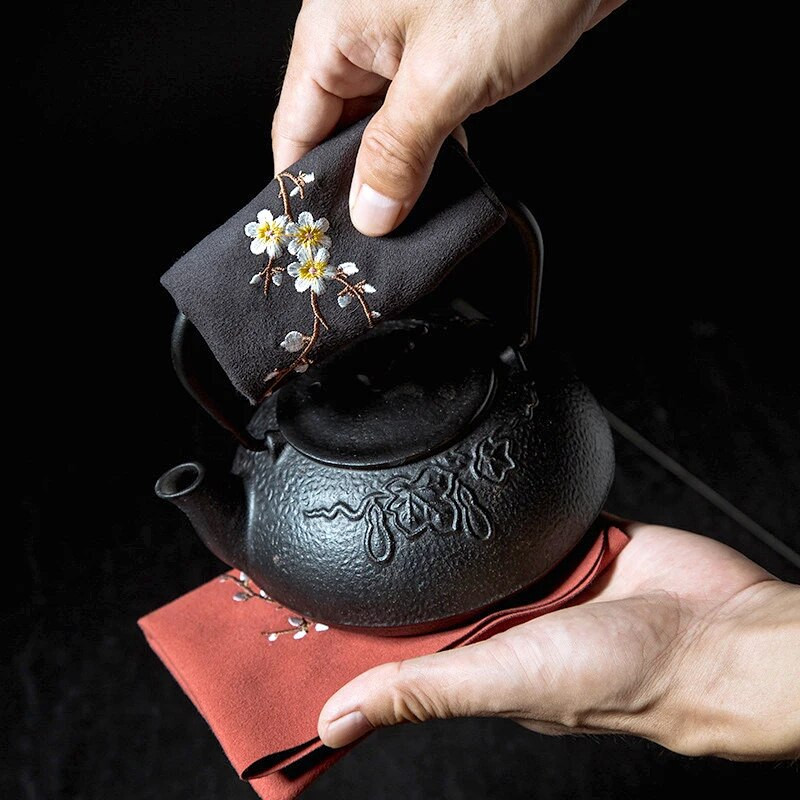 Nove vintage vezene čajne salvete Tkanina Riba Šljiva Cvjetni uzorak Zdjela Čajnik Ručnik za čišćenje stola Dodatak za čajnu ceremoniju