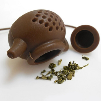 1PC Креативен силиконов чайник с форма на чайник Цедка за настойка за чай Торбичка за чай Филтър за листа Дифузер Чайник Аксесоар за чайник Кухненска джаджа