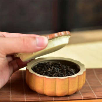 Буркан за чай Creative Mooncake Керамична пътна преносима запечатана тенджера Малък буркан за съхранение на каменинови изделия Комплект за чай Склад за чай Tea Caddy