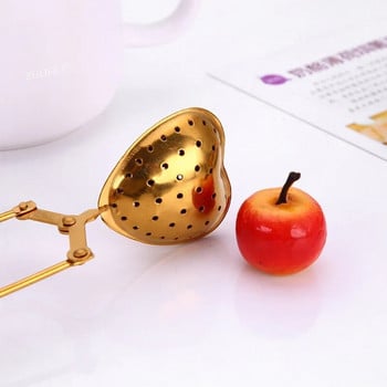 Звездна черупка от неръждаема стомана Heart Shape Tea Infuser Loose Leaf Tea Locking Чаена лъжичка Мрежест филтър Цедка за чай Kirchen Комплект инструменти