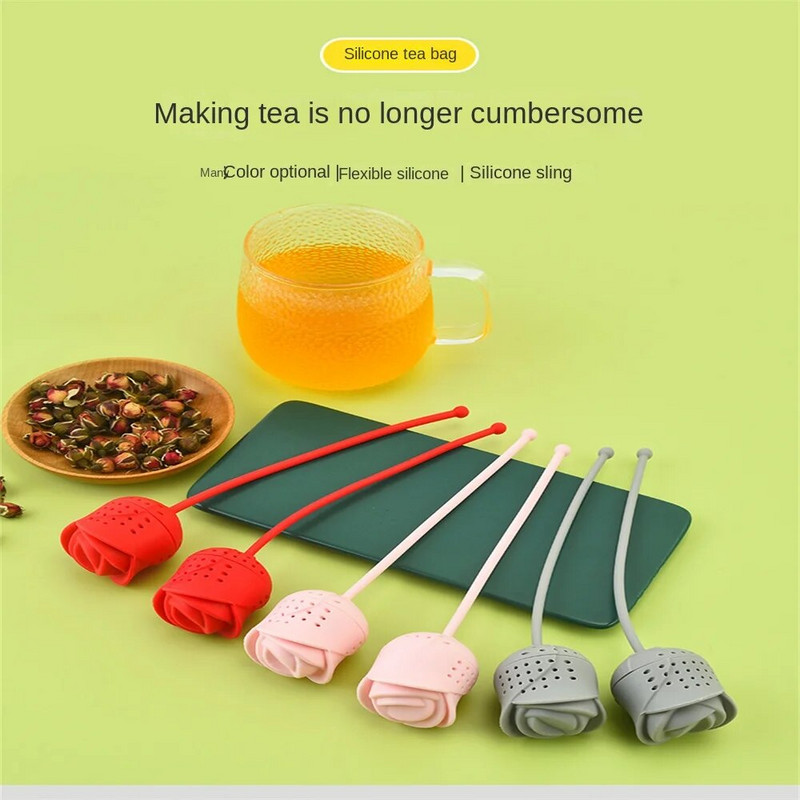Silikoniniai arbatos užpiltuvai Creative rožių citrinų lapų arbatos sieteliai Nešiojami arbatos sieteliai Filtro įrankiai Arbatos indai sieteliai Virtuvės priedai