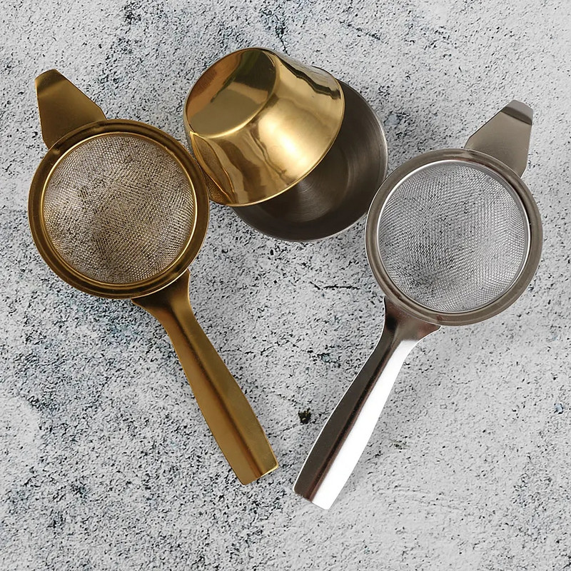 Novi 1 set finih filtara za cjedilo za čaj za višekratnu upotrebu, Kongfu mrežasto cjedilo od nehrđajućeg čelika, čajnik za višekratnu upotrebu s drškom
