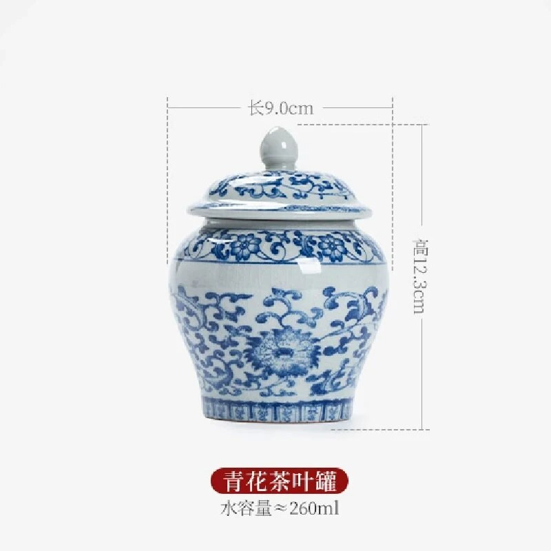 Plavo-bijela porculanska staklenka za čaj Keramička staklenka s poklopcem Zatvorena kutija za slatkiše Retro glazura s napuknutom ledom Staklenka za pohranu čaja Spremnik za pohranu