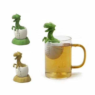 Újrafelhasználható szilikon tea infuser Vicces dinoszaurusz formájú gyógynövénytea zacskó kávészűrő diffúzor szűrő teatartozékok kávészűrő