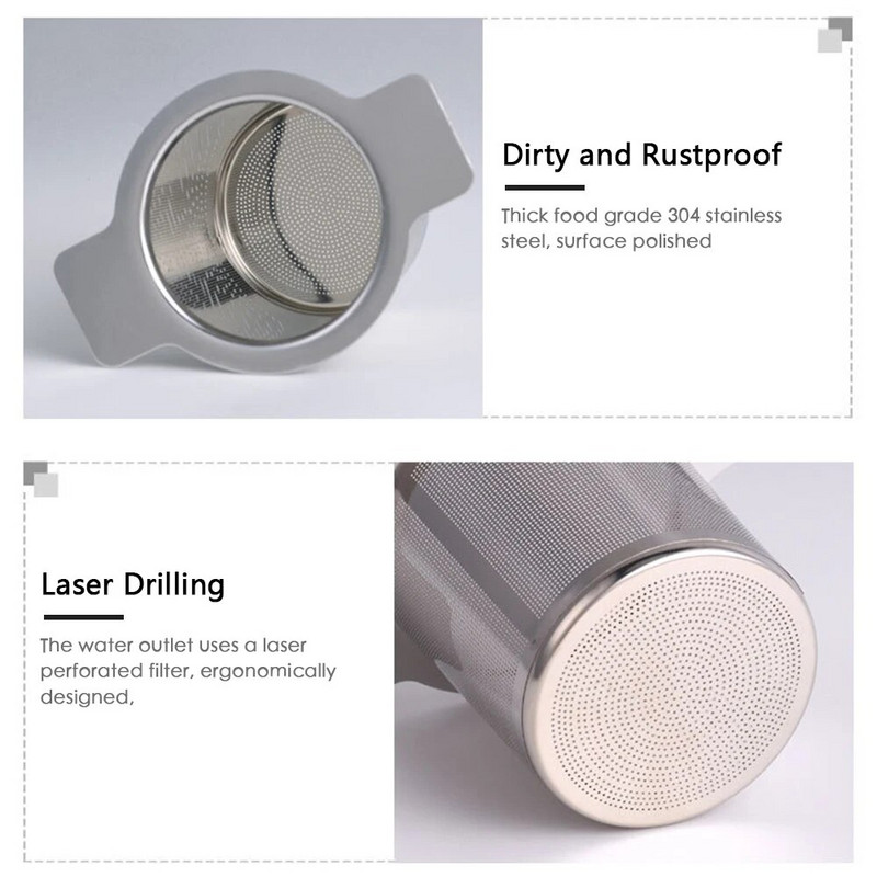 Visokokvalitetni s poklopcem Infuser za čaj Rešetka za cjedilo za kavu i čaj od nehrđajućeg čelika Binauralna mreža za curenje čaja Mrežica za filtar za čaj Dodatak za čaj