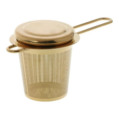 Újrafelhasználható hálós tea infuser rozsdamentes acél szűrő Laza levelű teáskanna fűszerszűrő fedéllel csészék Konyhai kiegészítők Drop Ship