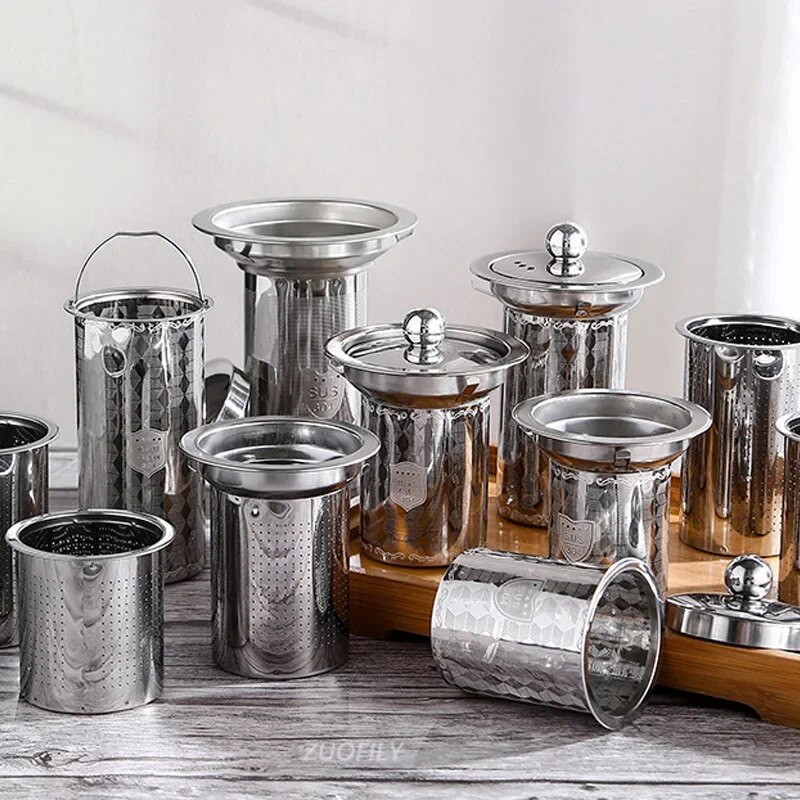 304 Infuser za višekratnu upotrebu od nehrđajućeg čelika Cjedilo za čaj Čajnik Loose Tea Leaf Filter za začine Kuhinjski dodaci Stezaljka za ručku SML