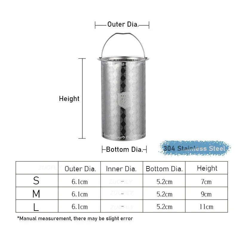 304 Infuser za višekratnu upotrebu od nehrđajućeg čelika Cjedilo za čaj Čajnik Loose Tea Leaf Filter za začine Kuhinjski dodaci Stezaljka za ručku SML