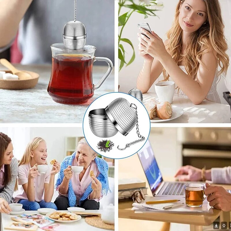 GTBL teainfuser, rozsdamentes acél teaszűrő, golyós hálós teaszűrő, teához, fűszerekhez és a legtöbb csészéhez és teáskannához