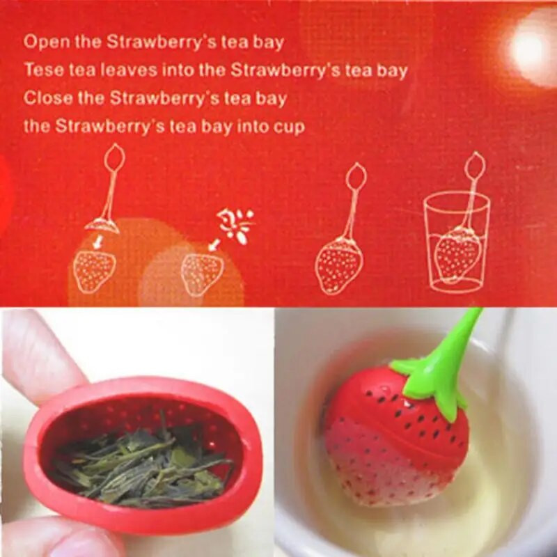 Creative Tea Infuser Ball Silikoninis arbatos indas Arbatos lapų sietelis difuzorius arbatinukas įrankis Braškių formos maišelis arbatos maišelis virtuvės aksesuaras
