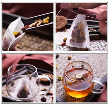 100 τμχ Φακελάκια τσαγιού μίας χρήσης Μη υφασμένα υφάσματα Τσάι με κορδόνι Heal φίλτρο χαρτί για βότανα Χαλαρό σουρωτήρι Φτιάξτε φίλτρα σούπας