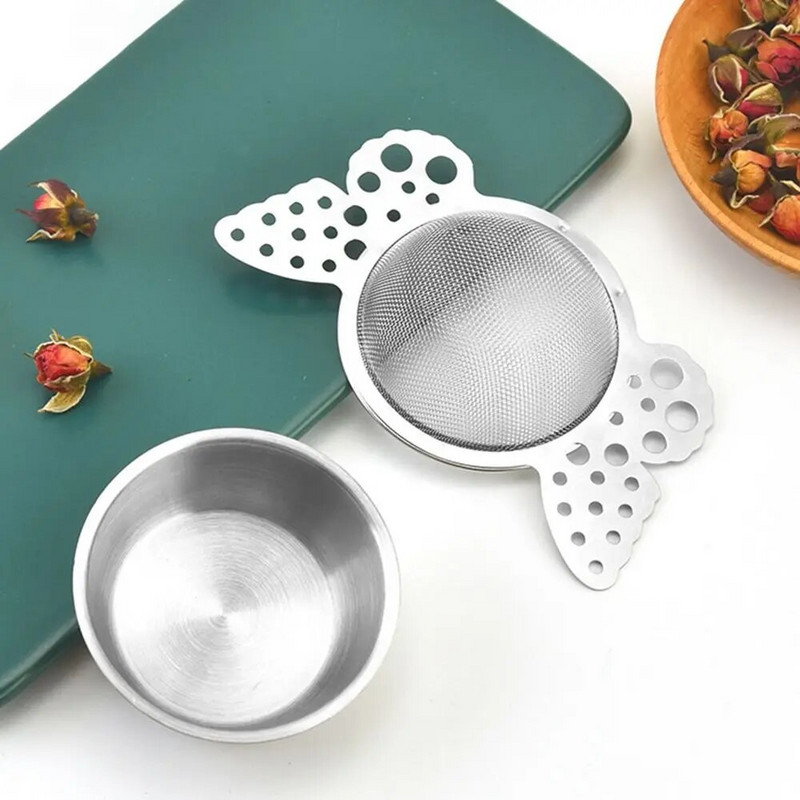 304 Nerūdijančio plieno arbatos užpiltuvas Dviejų sluoksnių plono tinklelio arbatos sietelis Nėriniai arbatos nutekėjimas Naudingi arbatos užpiltuvai Arbatos indai Virtuvė „pasidaryk pats“