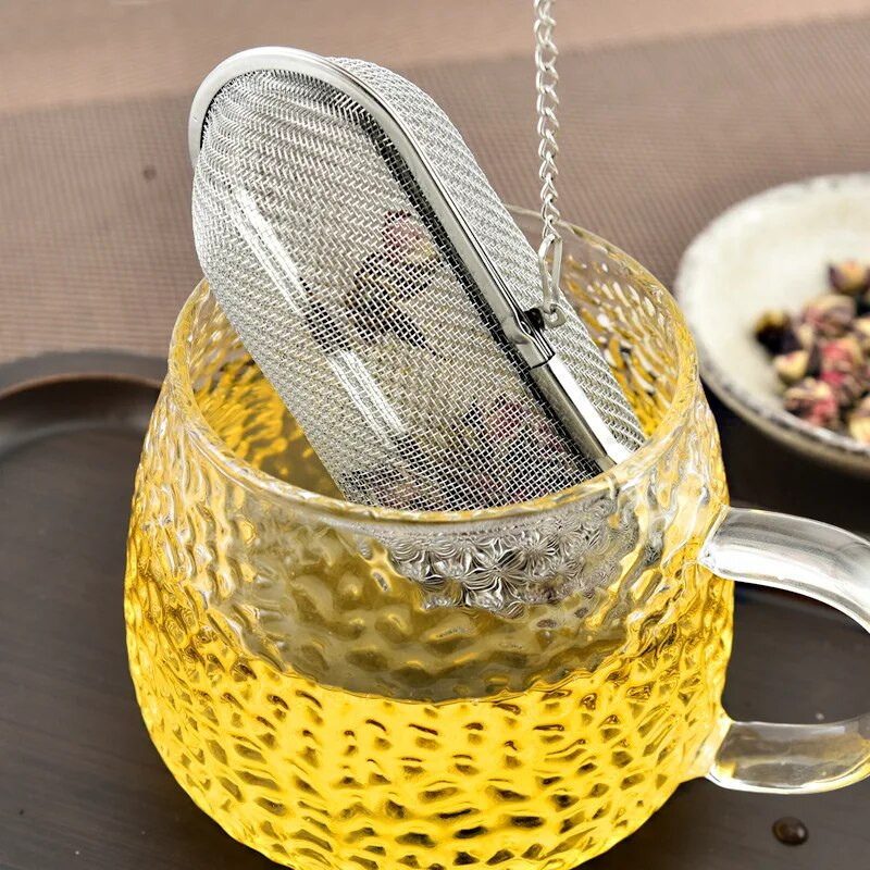Infuzoare de ceai reutilizabile din oțel inoxidabil cu plasă de oțel inoxidabil cu lant Plicuri de ceai de ierburi și condimente Filtru de blocare Filtru difuzor Accesorii de bucătărie