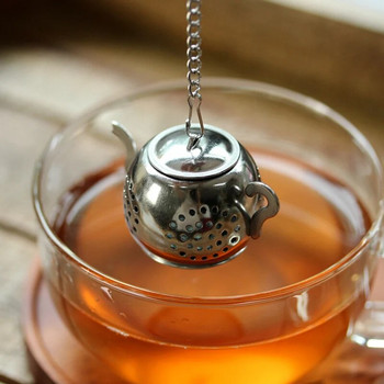 Симпатичен мини запарник за чай Филтър за цедка за чай от неръждаема стомана Многократна употреба Форма на чайник Топка за чай Чаена торбичка за чай Аксесоари за чайник
