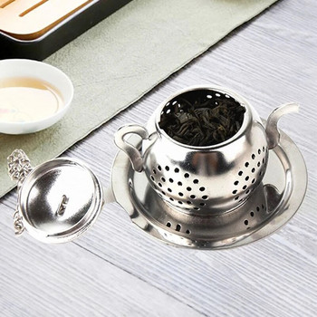 Симпатичен мини запарник за чай Филтър за цедка за чай от неръждаема стомана Многократна употреба Форма на чайник Топка за чай Чаена торбичка за чай Аксесоари за чайник