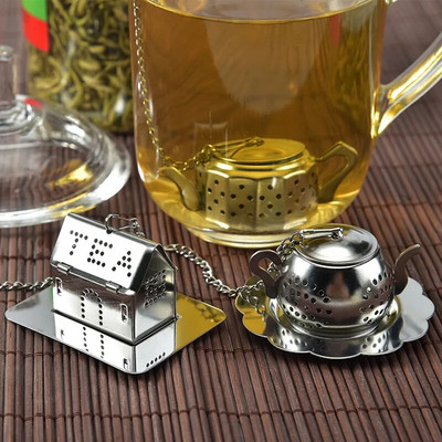 Aranyos mini tea infuser rozsdamentes acél teaszűrő szűrő Újrafelhasználható teáskanna formájú teáslabda ömlesztett levelű teászacskó teáskanna tartozékok