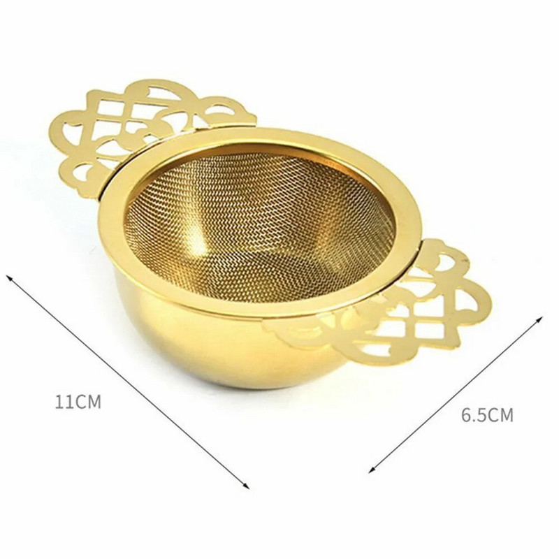 Nerūdijančio plieno dvigubo ausų prieskonių infuzerio filtras su lašintuvu arbatos sieteliu Arbatos su dvigubomis rankenėlėmis žolelių filtru