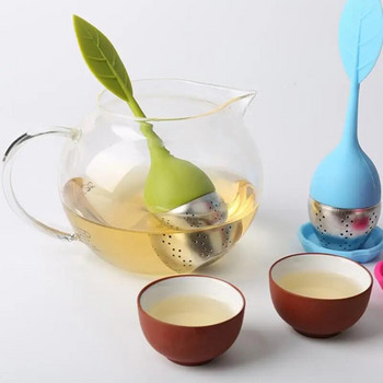 Цедки за чай от неръждаема стомана Инструменти за запарване на чай от хранителен клас Нетоксичен силикон Устройство за варене Филтър за билкови подправки Домашна кухня