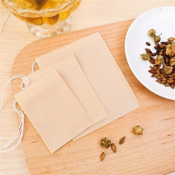 Торбичка чай 100 бр. Торбички чай Биоразградим хартиен шнур Екологичен филтър Празни пакетчета чай Насипни листа на прах Билкова медицина