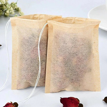 Σακουλάκια τσαγιού μιας χρήσης Βιοδιασπώμενο χάρτινο φίλτρο σακουλάκι με String Heal Seal Empty Drawstring Spice Loose Leaf Tea Powder