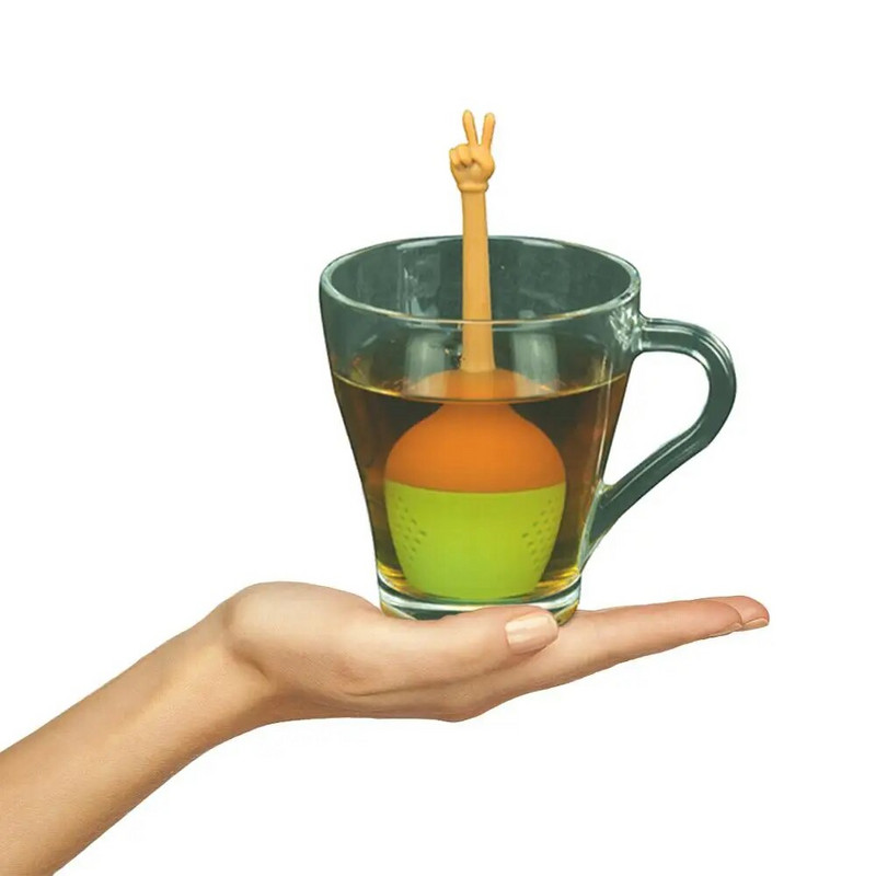 Kreatív Vicces Kézmozdulat-alakú teainfúzor Újrafelhasználható tea- és kávészűrő Teás edények Teászacskók Levélszűrő Konyhai kiegészítők