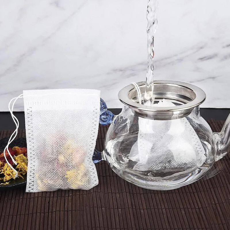 100 bucăți/lot pliculețe de ceai de unică folosință pliculețe de ceai goale cu șnur Heal pentru plicuri de ceai de ierburi pentru ceai cu frunze vrac, ceai cu lapte, cafea, pungi de filtru