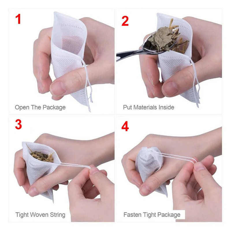 100 bucăți/lot pliculețe de ceai de unică folosință pliculețe de ceai goale cu șnur Heal pentru plicuri de ceai de ierburi pentru ceai cu frunze vrac, ceai cu lapte, cafea, pungi de filtru