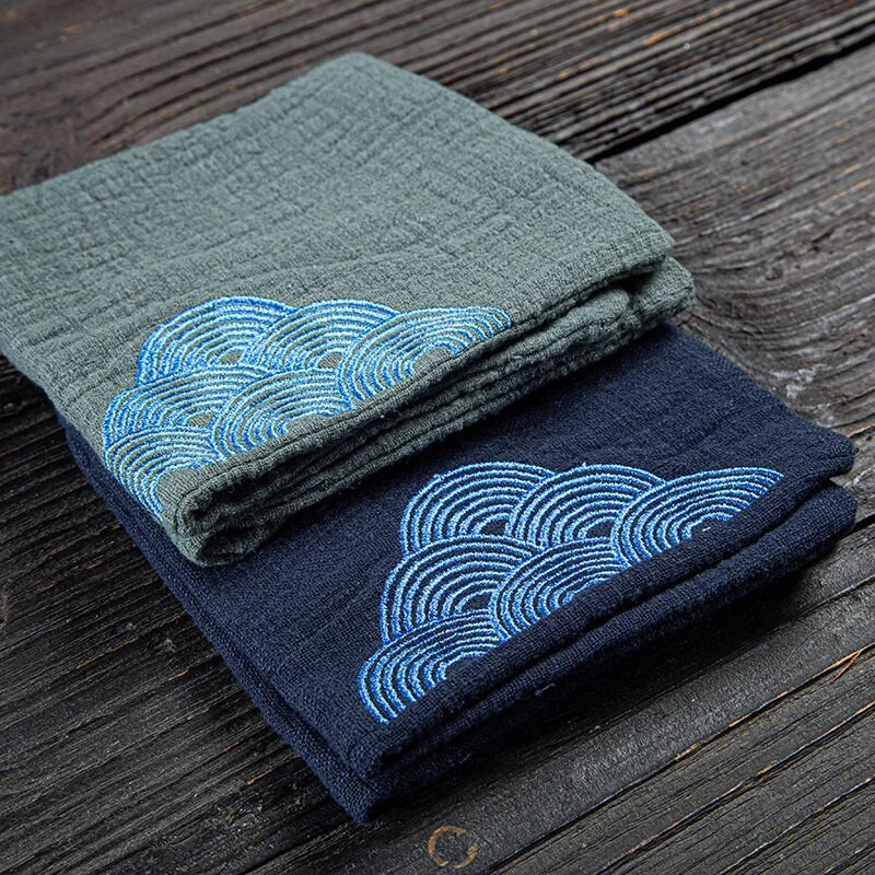 Vintage izvezeni čajni ubrusi platno cvjetni uzorak zdjela čajnik ručnik za čišćenje stola pribor za čajnu ceremoniju alati za čaj LC625