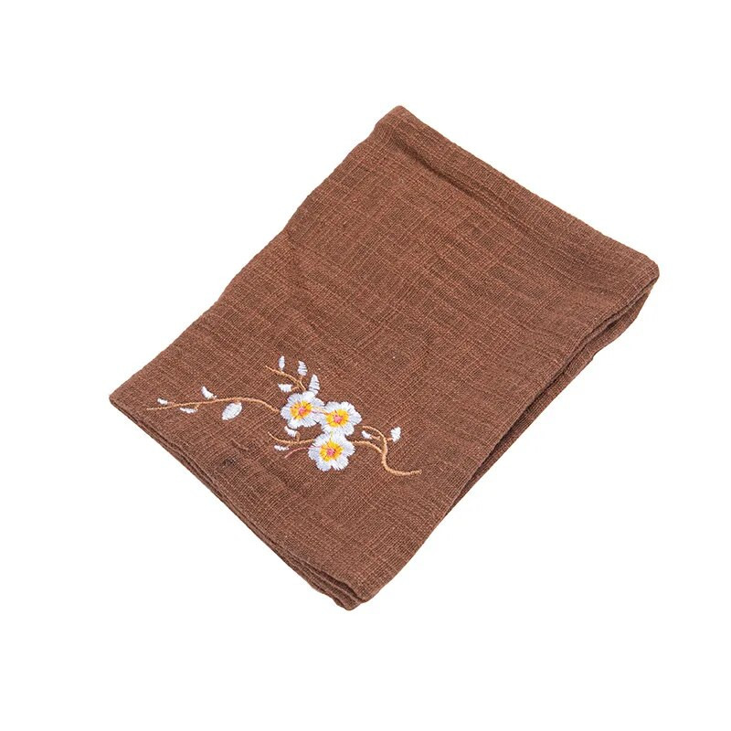 Vintage izvezeni čajni ubrusi platno cvjetni uzorak zdjela čajnik ručnik za čišćenje stola pribor za čajnu ceremoniju alati za čaj LC625