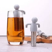 Infuzor de ceai pentru frunze libere, drăguț în formă de omuleț, strecurătoare de ceai din oțel inoxidabil, plasă fină, filtru de ceai mai abrupt pentru cană ceainic