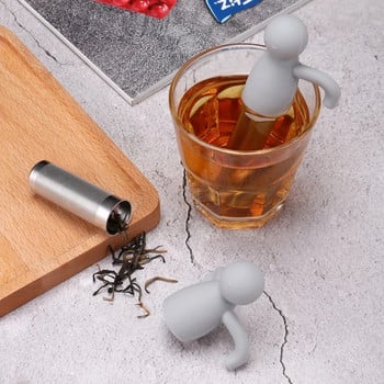 Εγχυτήρας τσαγιού για Loose Leaf Cute Little Man Σήμα τσαγιού από ανοξείδωτο ατσάλι με λεπτό πλέγμα Tea Steeper Filter for Cup Mug Teapot