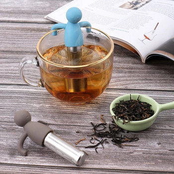 Εγχυτήρας τσαγιού για Loose Leaf Cute Little Man Σήμα τσαγιού από ανοξείδωτο ατσάλι με λεπτό πλέγμα Tea Steeper Filter for Cup Mug Teapot