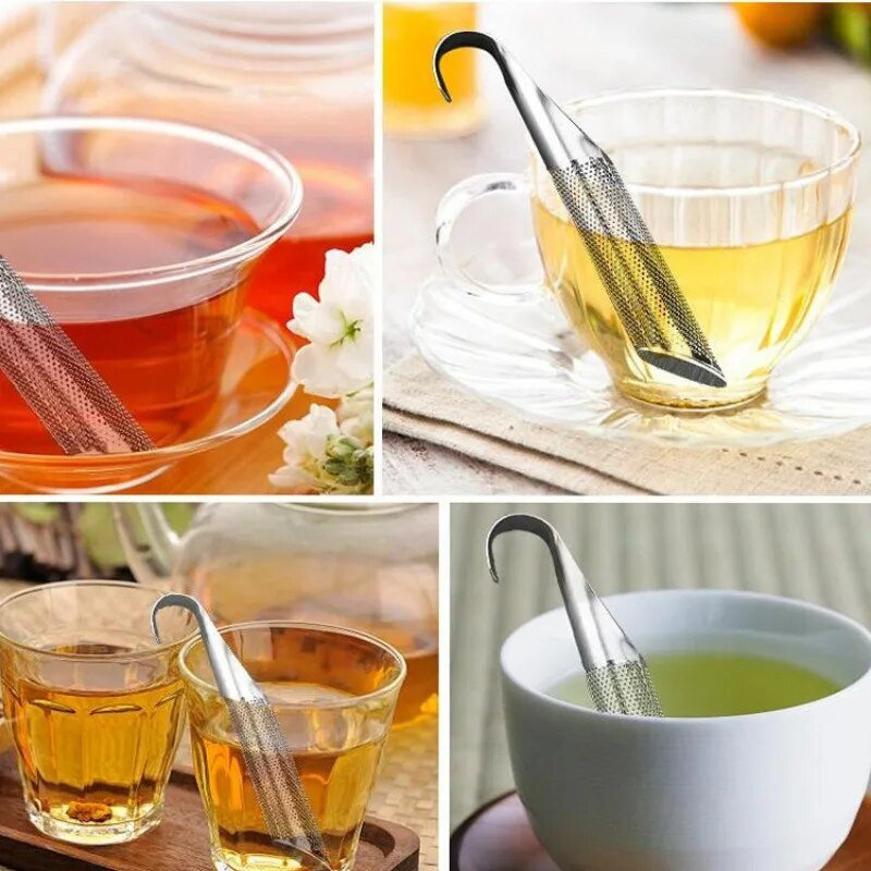 Konyhai kiegészítők új teaszűrő Csodálatos rozsdamentes acél infúziós cső kialakítás Érintős tapintású tartó eszköz Teáskanál infúziós szűrő