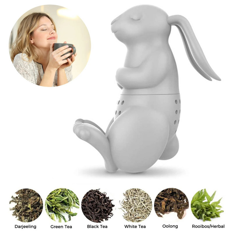 Rabbit Tea Infuser Cute Bunny Silikonski aparat za čaj Bunny Tea Infuser Filter Cjedilo Difuzor čaja Filter za čaj od listova