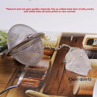 Természetes kristálykőből készült tea infúziós szűrők lánccal fűszerekhez, rozsdamentes acél gyógyító szita eszközök teásedények konyhai kiegészítők