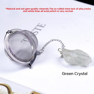 Természetes kristálykőből készült tea infúziós szűrők lánccal fűszerekhez, rozsdamentes acél gyógyító szita eszközök teásedények konyhai kiegészítők